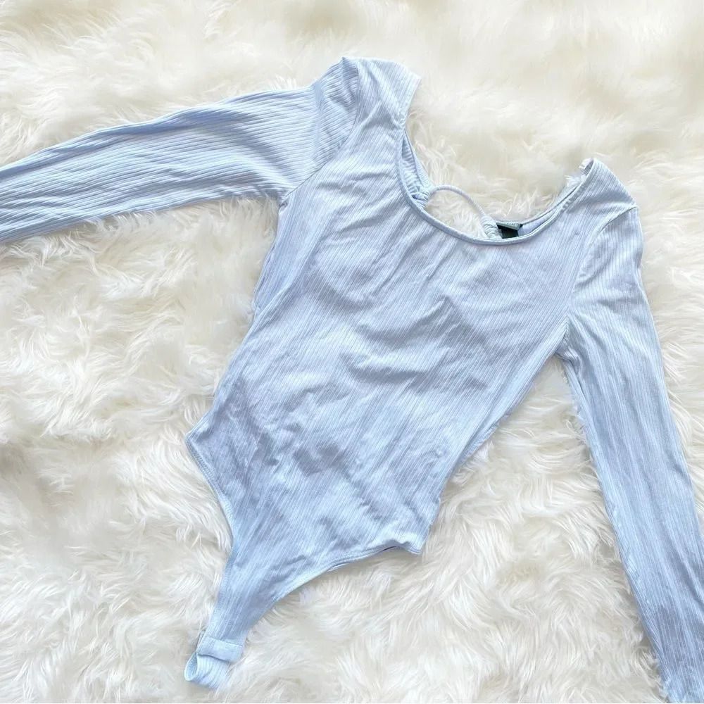 Long Sleeve Open Back Ribbed Bodysuit